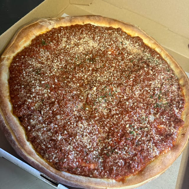Meat Sauce Chicago Pizza.