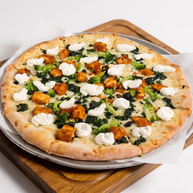 Chicken & Broccoli Pizza.